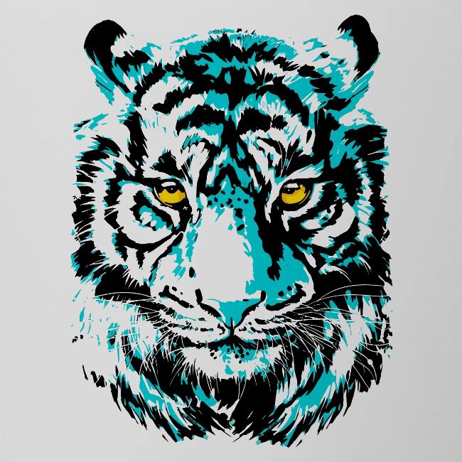 Artistic Tiger Head Portrait Drawing - Turquoise