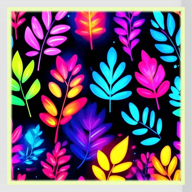 Neon Leaves Abstract Pattern