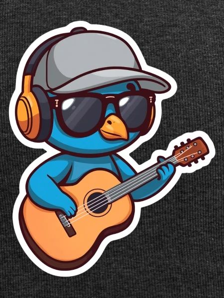 Cute Peacock Guitar Mascot Sticker