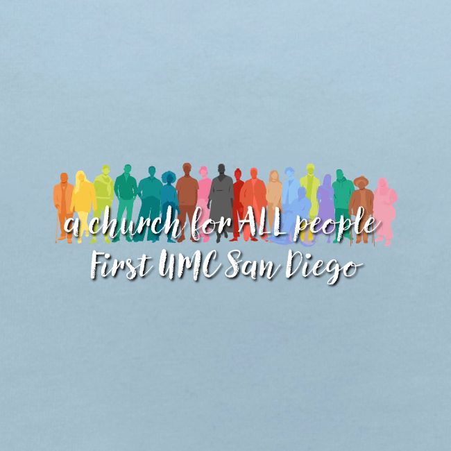 a church for all people - with colorful graphic