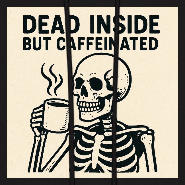 Skeleton Sipping Coffee