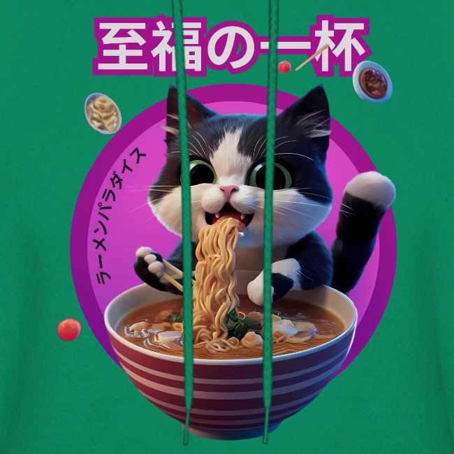 Cat Enjoying Ramen: Japanese Typography