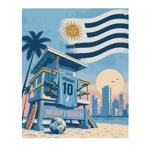 Uruguay Mundial Tee (blanco) — Estampado Trasero - Unisex Poly/Cotton T-Shirt