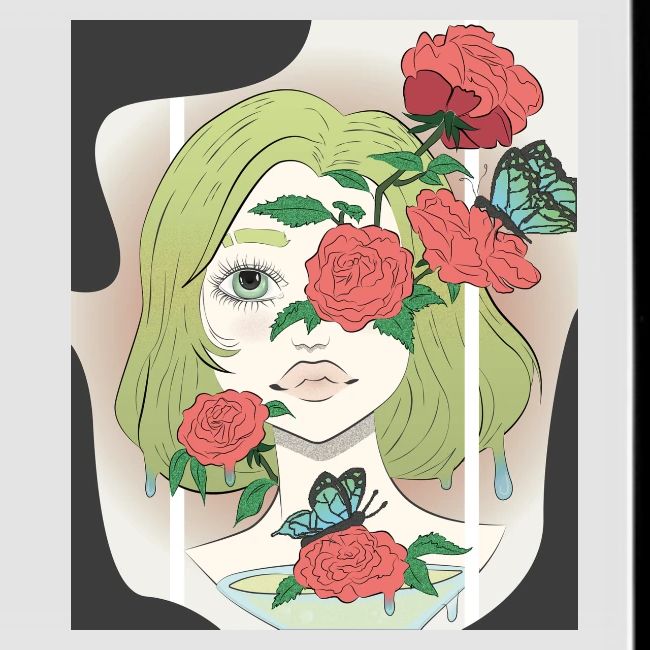 Girl with Rose Vine