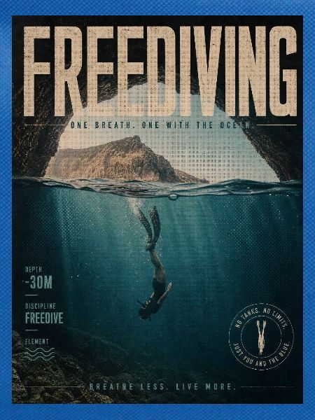 Freediving Depths Ocean Poster