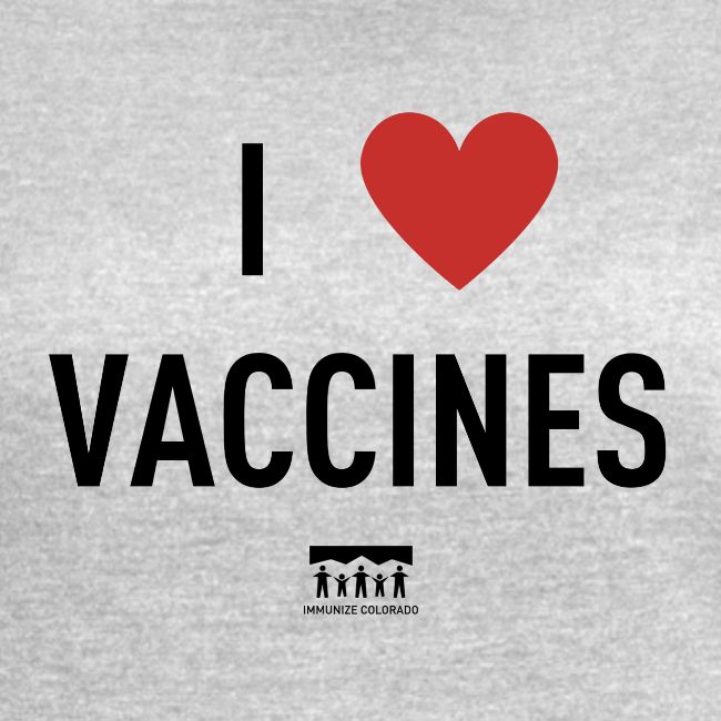 I heart vaccines black Immunize Colorado Logo