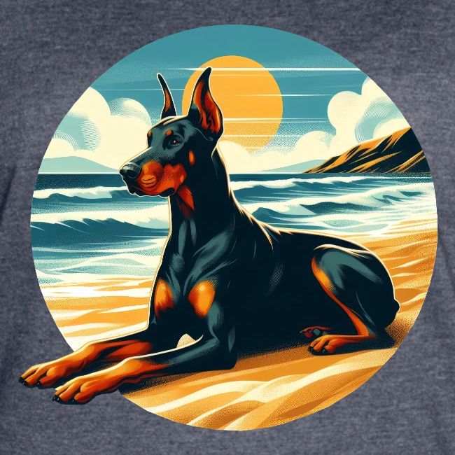 Doberman On The Beach