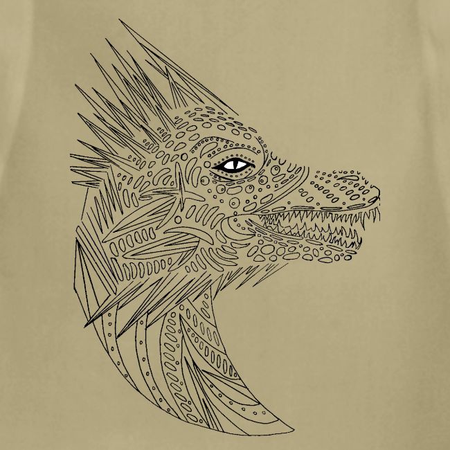 black art deco dragon head