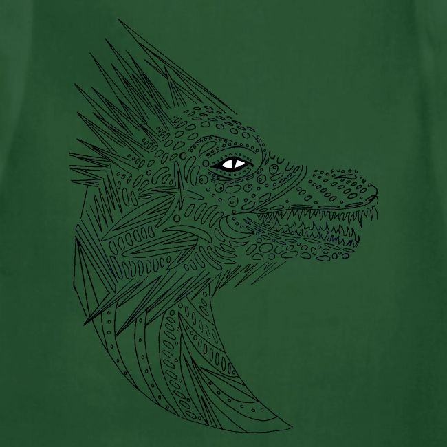 black art deco dragon head