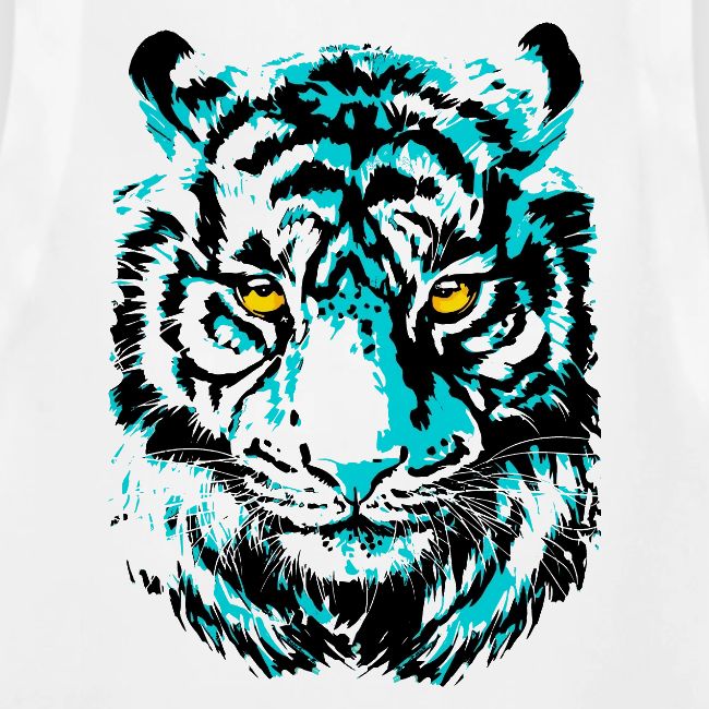 Artistic Tiger Head Portrait Drawing - Turquoise