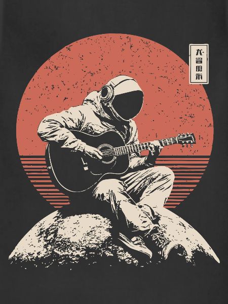 Astronaut Guitar on Lunar Sunset