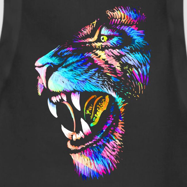 Colorful Lion Head Portrait Drawing - Roaring Lion