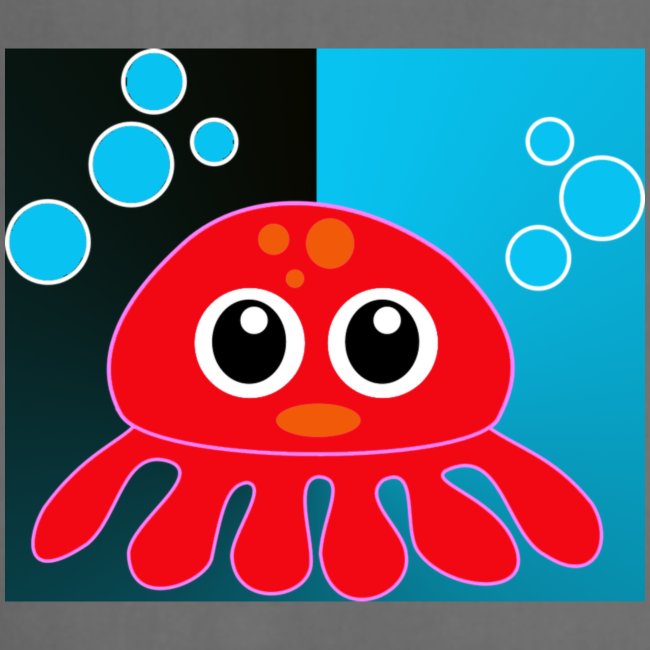 Red Octopus on Blue/Black
