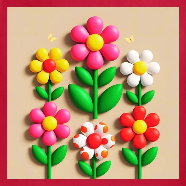 3D Flowers and Butterflies in Amber, Floral Design