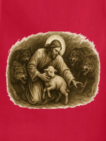 Shepherd and Lamb Among Wolves