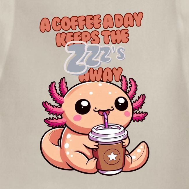 Coffee Drinking Cute Baby Axolotl