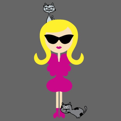 Modern Stylish Girl w/ Sunglasses + Cute Cats! - Unisex Lightweight Terry Hoodie