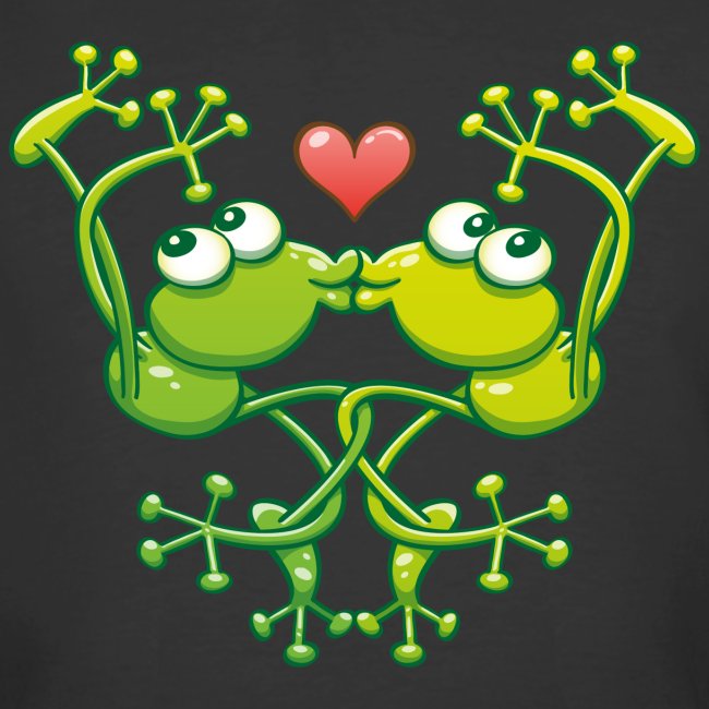 Frogs in love in choreography of jumps and kisses