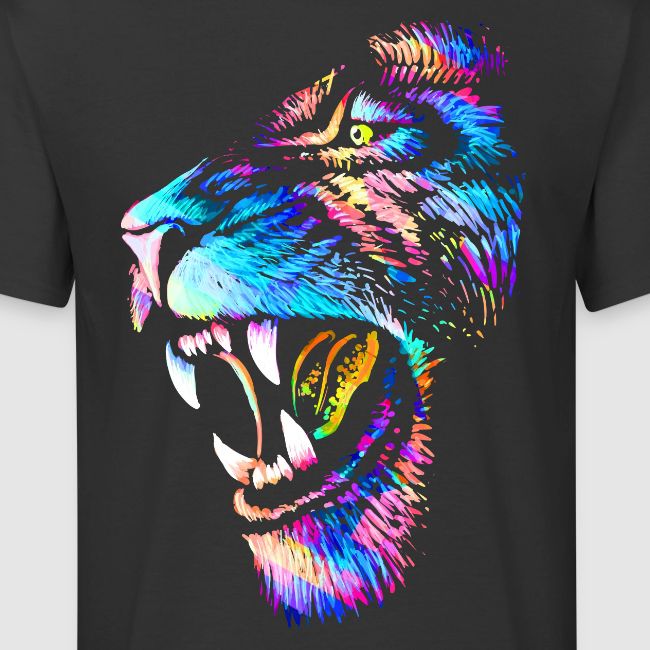 Colorful Lion Head Portrait Drawing - Roaring Lion