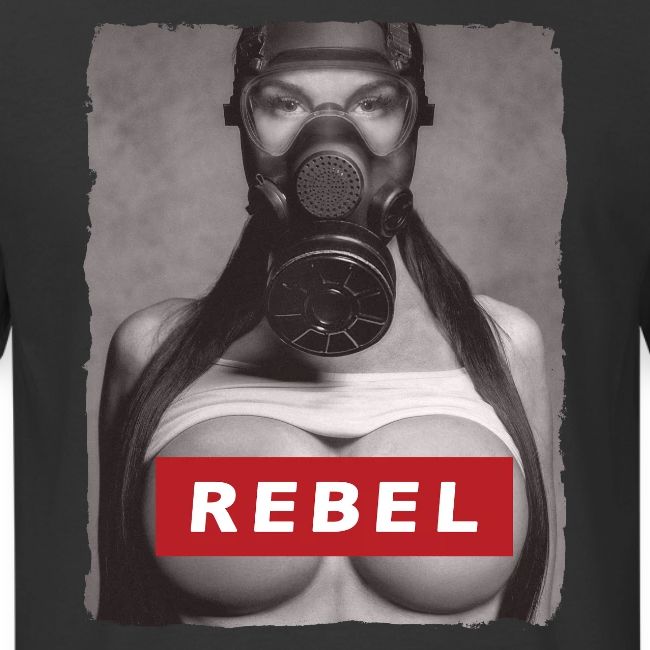 nude girl with gas mask - REBEL