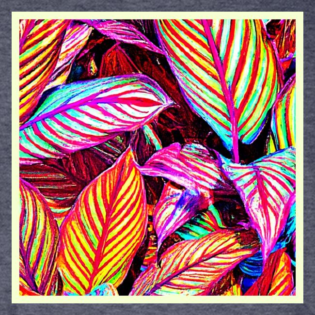 Striped Neon Leaves Design