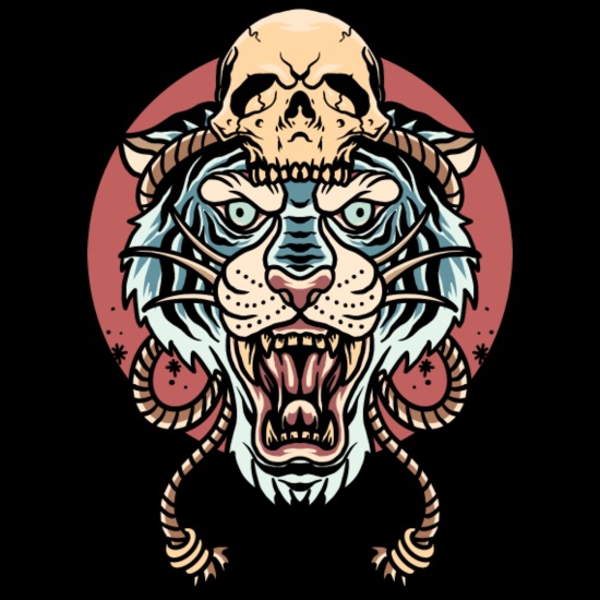 tiger and skull Tattoo Design' Men's Ringer T-Shirt | Spreadshirt