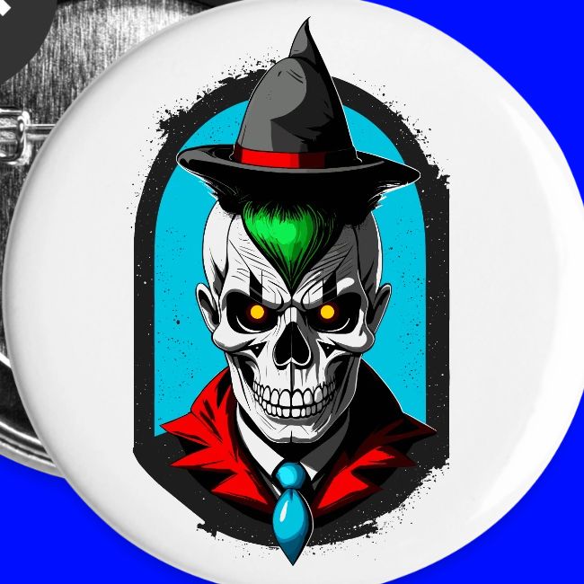 A student of magic with skull and pointed hat