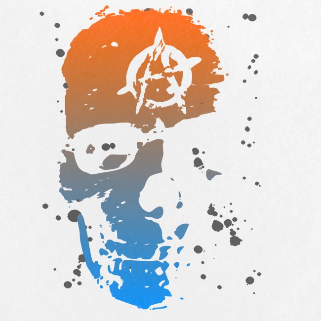 Anarchy Skull blue orange Grunge Splatter Dots