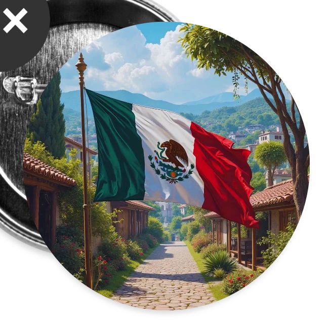 Mexican flag surrounded by nature and magic town