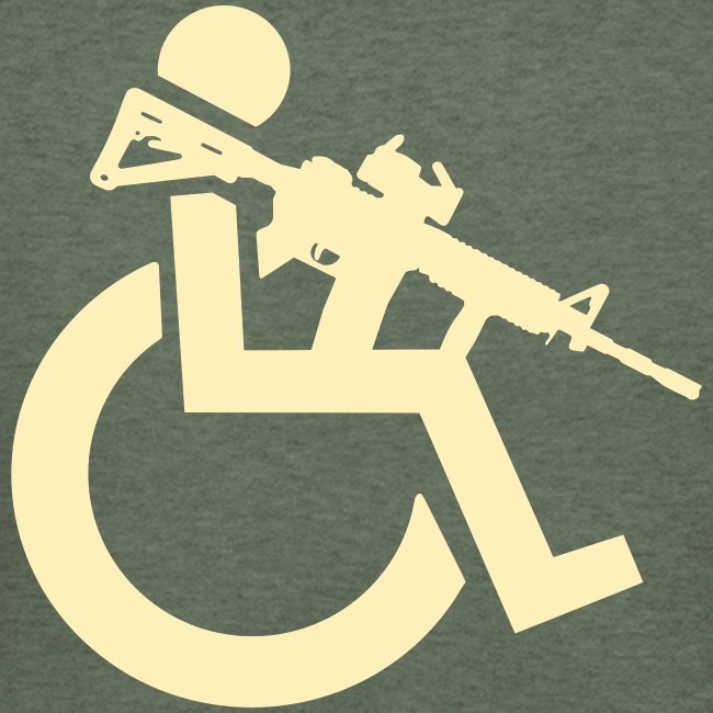 Image of a wheelchair user armed with rifle