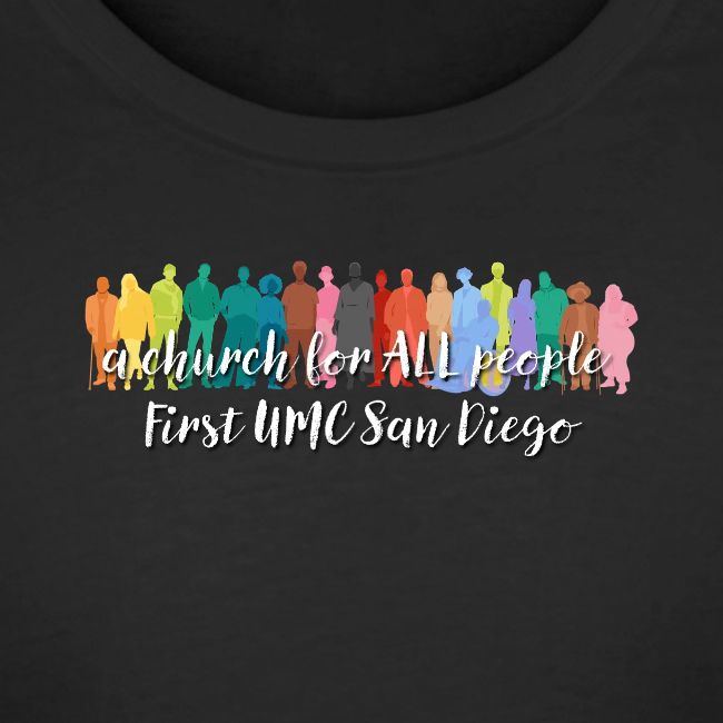 a church for all people - with colorful graphic