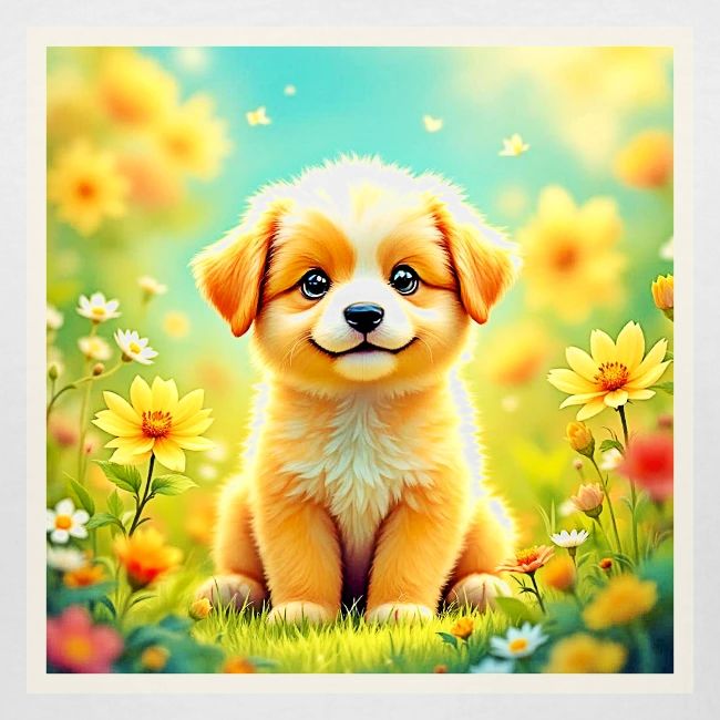 Cute Puppy Flower Art