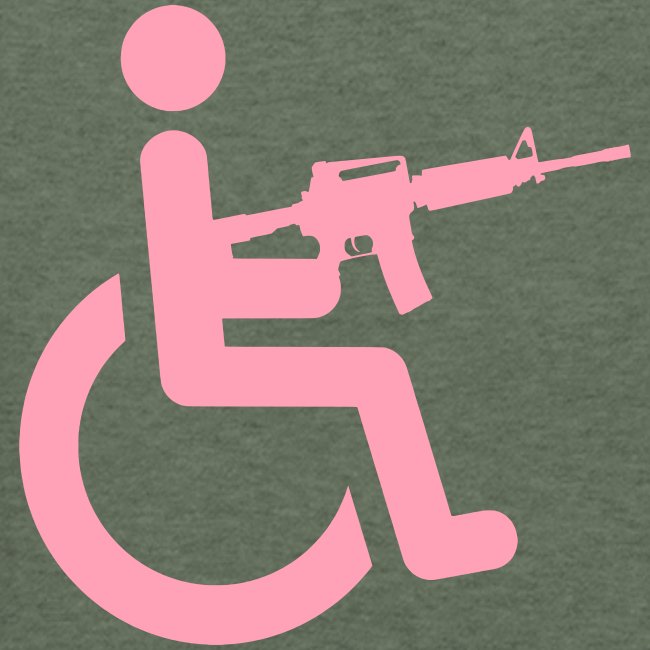 Wheelchair user armed with a automatic M16 rifle