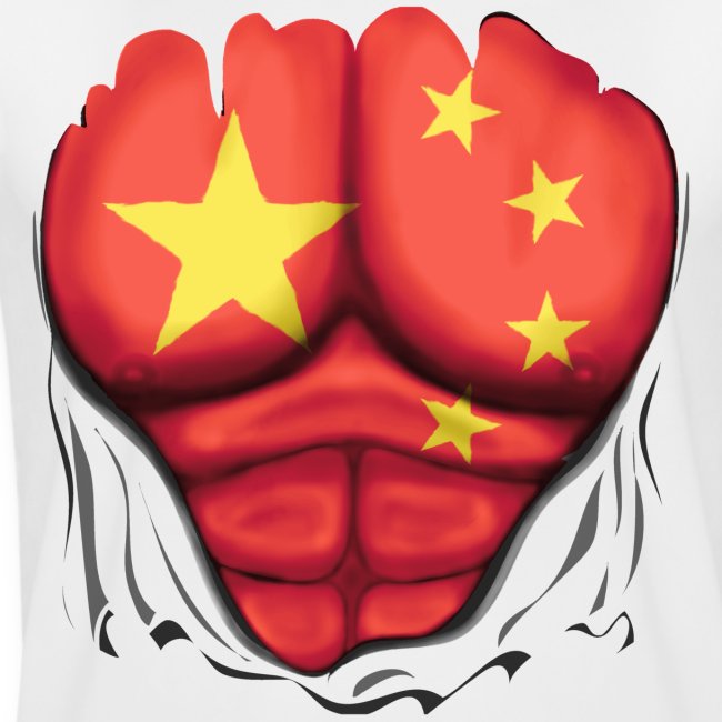 China Flag Ripped Muscles, six pack, chest t-shirt