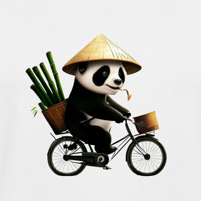panda on a bike