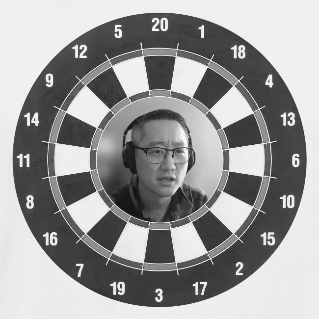 Producer Jay on Dartboard with Fusco Show back