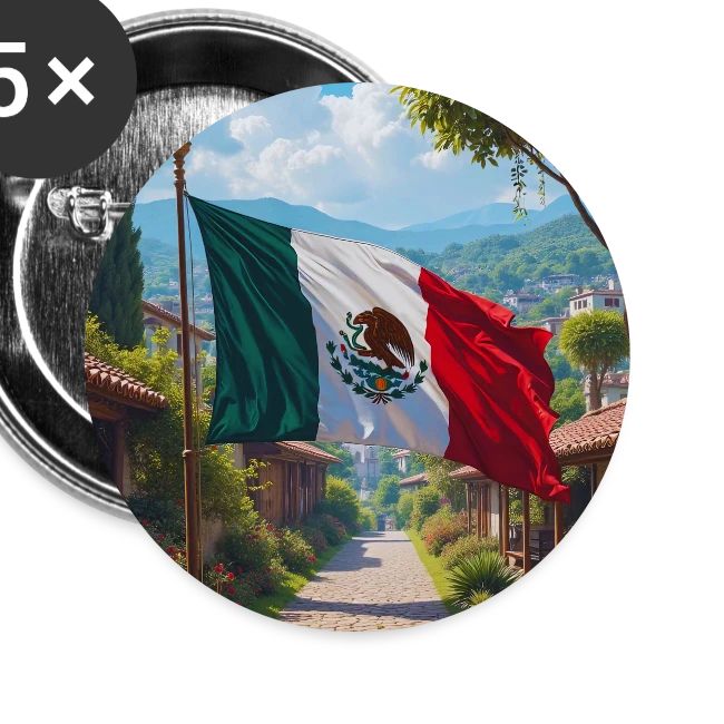 Mexican flag surrounded by nature and magic town