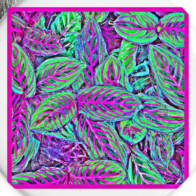 Neon Leaves Art Stylish Elegance