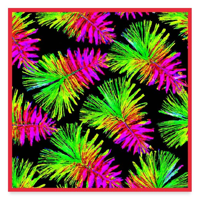 Elegant Leaf Pattern Neon Vibes