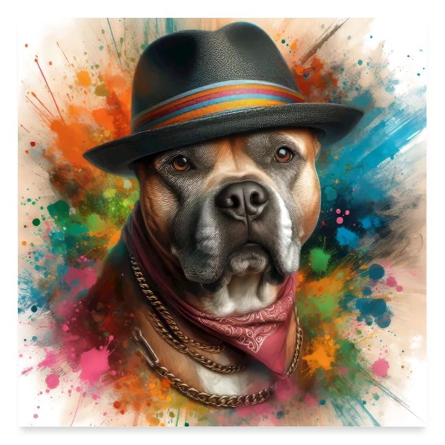 Cute Pitbull Paint Splash Art