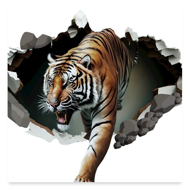 Fashion Design Tiger Coming Out, Wild Feline Tiger