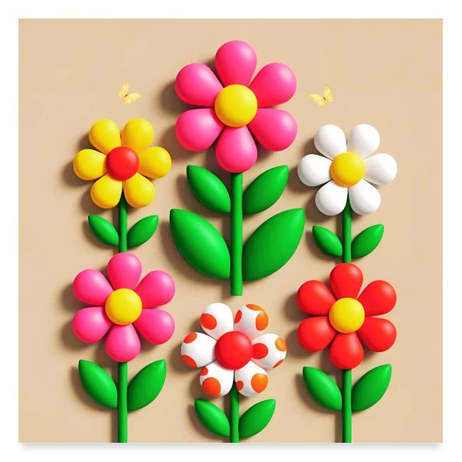 3D Flowers and Butterflies in Amber, Floral Design