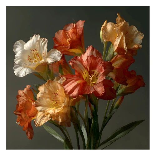 Cinnabar & Cream Bouquet - Poster 24x24