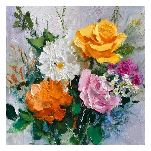 Impasto Bloom Burst - Poster 24x24