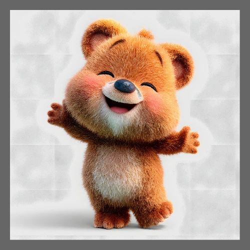 Cute Cartoon Bear Standing with Arms Up Wall Print - Poster 24x24