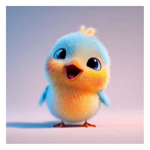Joyful Cartoon Baby Bird Colorful Wall Print - Poster 24x24