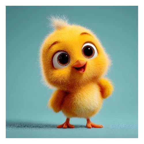 Cute Cartoon Yellow Baby Chick Wall Print - Poster 24x24