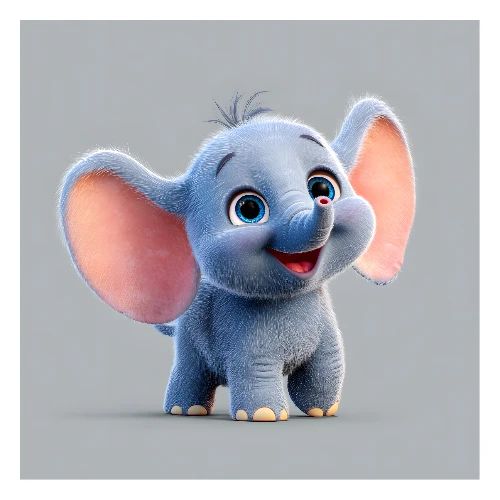 Joyful Baby Elephant - Poster 24x24