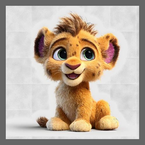 Cheerful Lion Cub - Poster 24x24
