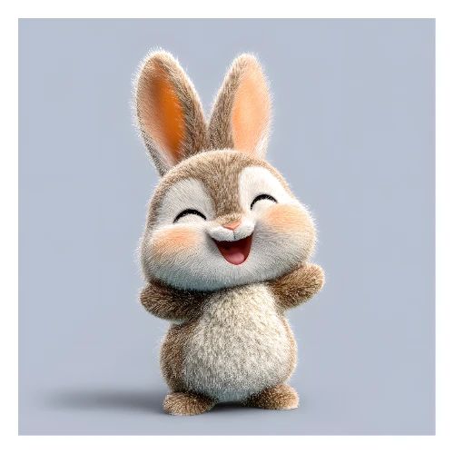 Cheerful Baby Rabbit - Poster 24x24